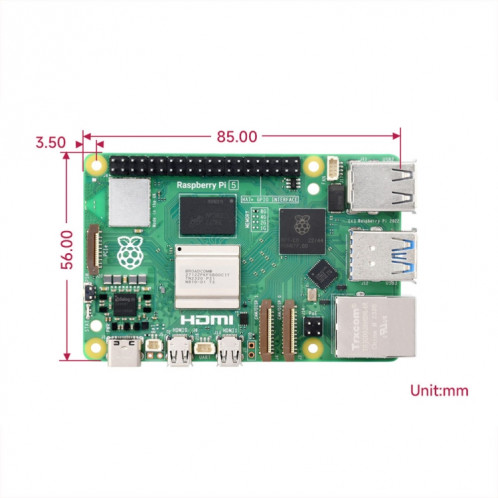 Carte de développement Waveshare pour processeur Raspberry Pi 5 2,4 GHz Quad-Core BCM2712, spécifications : 4 Go SW06021093-09